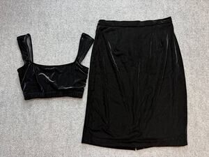Vintage R&K Evening 2 Piece Black Velvet Skirt Set Women's Medium USA